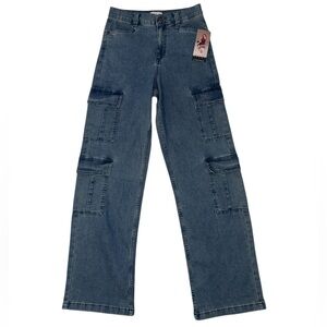 Sofia by Sofia Vergara Blue Cargo Relaxed Straight Jeans